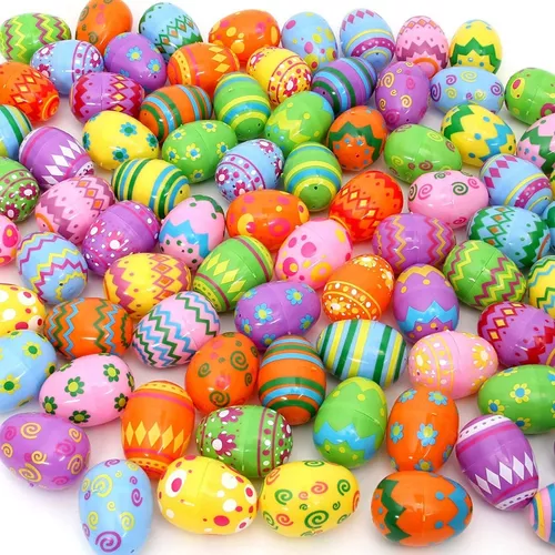 48 Huevos Cascarones Plastico Pascua Colores Fuertes Semana