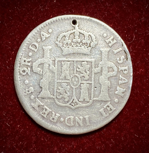 Moneda 2 Reales Chile 1787 Plata 0.903 Carolus Km 30 Escasa (Usado)