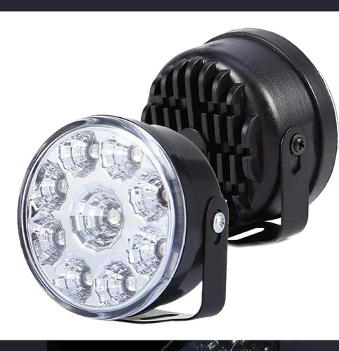 Imagen 6 de 10 de 2 Juego Faro Auxiliar Led 12v 9 Led 7cm Universal 4x4 Auto