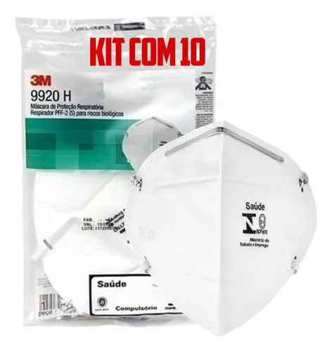 Kit 10 Máscara 3m 9920h N95 Pff2 Respiratória Hospitalar 