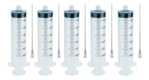 Jeringa grande de 60 ml, jeringa de plástico reutilizable para experimentos  científicos. Afortunado Sencillez