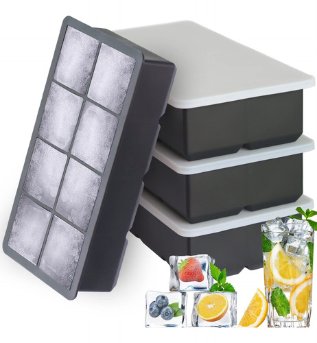 Bandeja Grande Para Cubitos De Hielo, Paquete De 4 Moldes