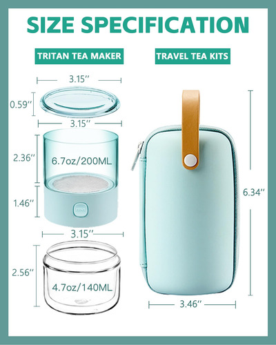 Set De Té De Viaje Zens Modelo Tritan Taza 6.8 Fl Oz Verde C 1-verde Menta