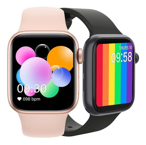 Smartwatch Genérica T500 Sport 1.54" caja rosa, malla rosa de silicona y bisel de plástico