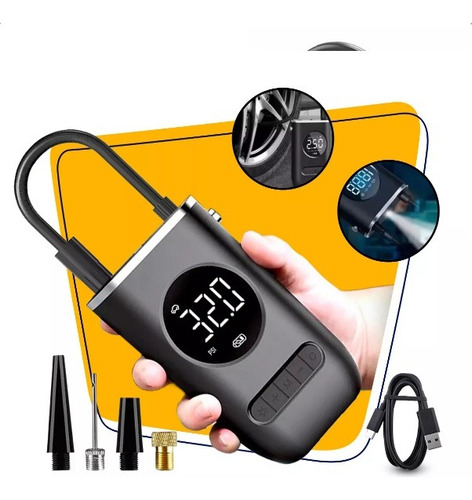 Compresor De Aire Portátil, Inflador De Neumaticos/inflables Negro 60 Hz Monofásica