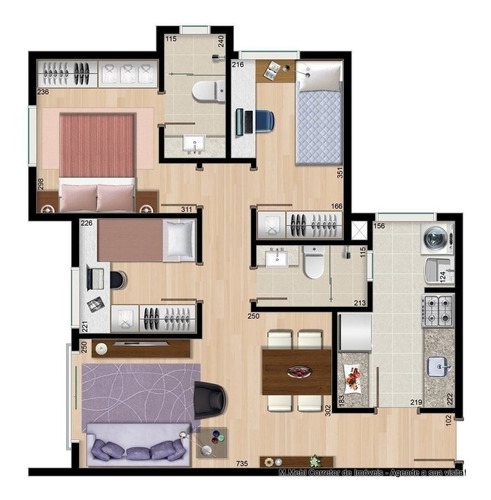 Imagem 4 de 30 de Apartamento Com 3 Dormitórios À Venda Com 72.47m² Por R$ 330.000,00 No Bairro Cidade Industrial - Curitiba / Pr - M2ci-jbhc5