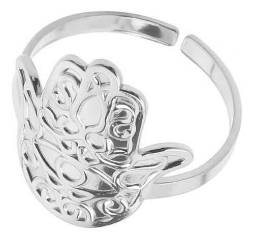 Anillo Mujer Amuleto Protección Mano De Fátima Acero 