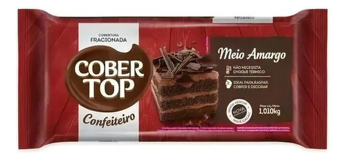 Barra De Chocolate Cober Top Cobertura Fracionada 1,010kg Opções Meio Amargo