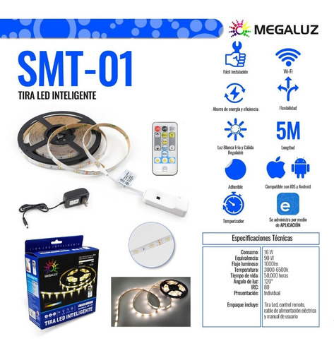 Tira Led 5m Luz Blanca Y Cálida Wifi + Temporizador T3402 Color de la luz BLANCO y CÁLIDA