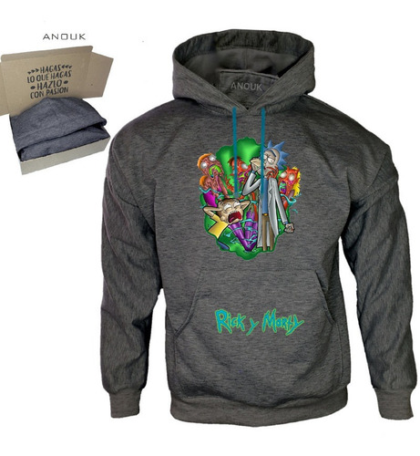 Imagen 4 de 10 de Buzo Hoodie Personalizado Rick & Morty Saco Unisex Estampado