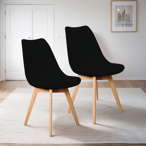 Set/kit 2 Silla Tulip Hood Acojinada Moderna Minimalista Estructura De La Silla Negro Asiento Negro Diseño De La Tela N/a