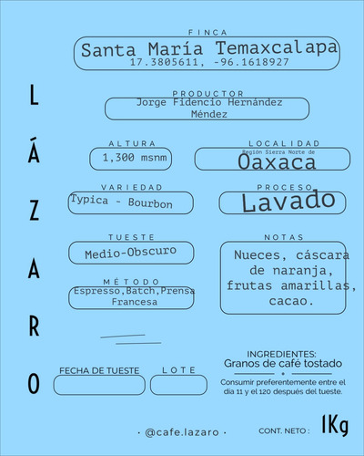Café Lázaro, Café En Grano De Especialidad