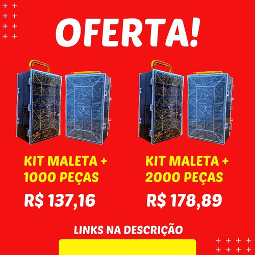 Imagem 2 de 7 de Kit 3000 Pçs Parafusos Buchas C/ Maleta Chipboard P/ Madeira