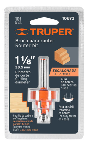 Broca Para Router Escalonada 1-1/8in Con Balero Truper