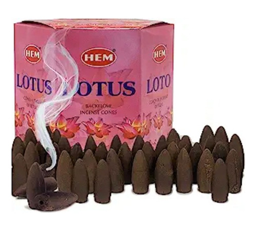 Incienso Cono Reflujo, Caja 40 Conos Hem Aroma A Flor Loto