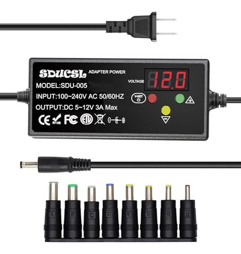Pack Adaptador De Corriente Universal 5-12v 36w Ajustable