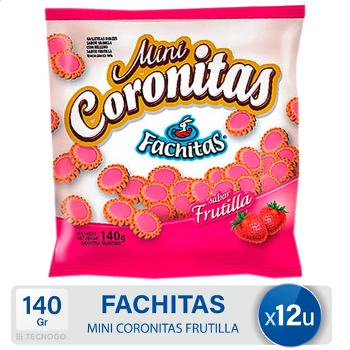 Galletitas Fachitas Mini Coronitas Frutillas - Pack X12