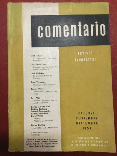 Comentario. Revista Trimestral. Viñas/tarnopolsky. 1957