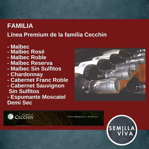 Imagen 6 de 10 de Vino Orgánico Malbec Roble Familia Cecchin 3 X 750 Cc