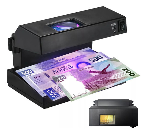 Detector De Billetes Falsos Con Lupa Y Regla 3x Led Y Uv
