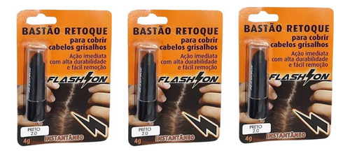 Retoque Flash On Bastão Preto - Kit C/ 3un Tom 1 Preto