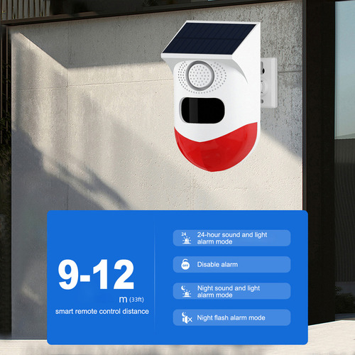 Alarma Con Sensor De Movimiento Solar: Sirena De 120 Db, Luz