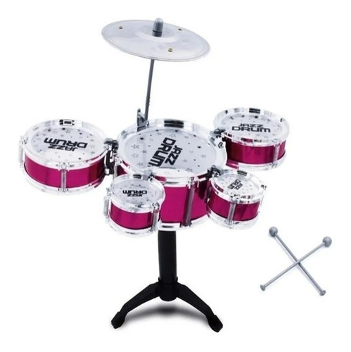 Mini Bateria Musical Infantil Jazz Drum Tambor E Baquetas