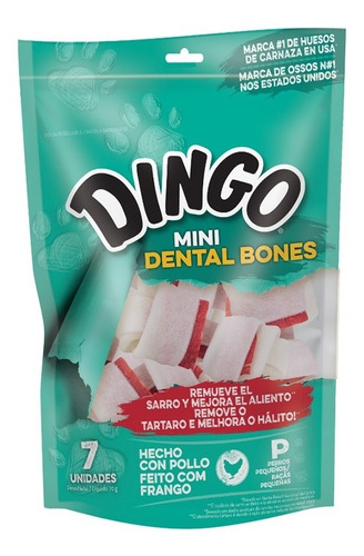 6 Pacotes Osso P/ Cão Dingo Dental Bone Mini Com 7 Unidades