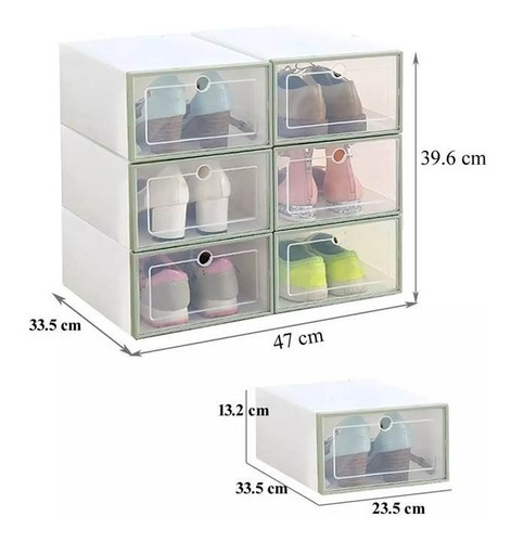 Imagen 5 de 6 de Pack 6 Cajas Zapatos Organizador Armable Apilable Zapatero