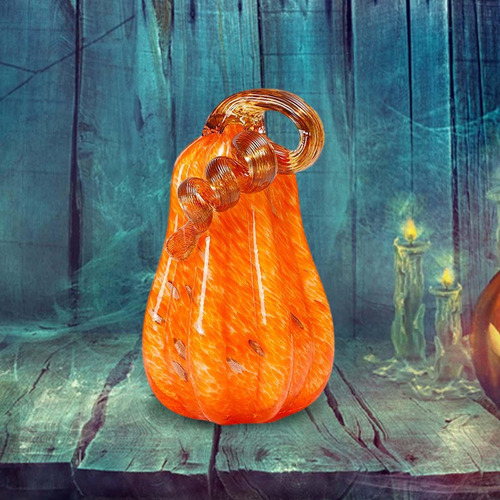 Figura De Calabaza De Cristal Con Decoración De Calabaza Par