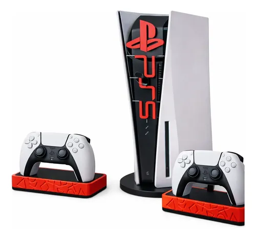 Kit Ps5 4 Peças Base Para Console 2 Suportes Controle E Logo