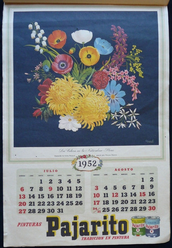 Imagen 5 de 8 de Antiguo Almanaque Pinturas Pajarito 1955 (completo). 15020