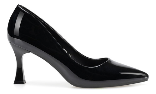 Zapato Tacones Formal Negro Mujer Charol Puntiagudo Weide