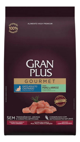 Ração Para Gatos Ad Castrados Gourmet Peru 10,1kg Gran Plus