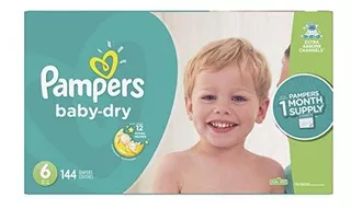 Pañales Tamaño 6, 144 Cuentan - Pampers Baby Dry Desechables