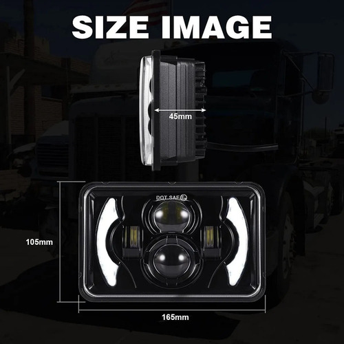 Faro Led Lupa 4x6 Rectangular Hi/lo Luz Haz Señal Drl Camion