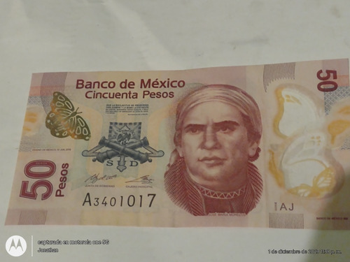Billete De 50 Pesos Morelos Serie A