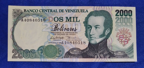Billete De 2000 Mil Bolívares, Año 1995