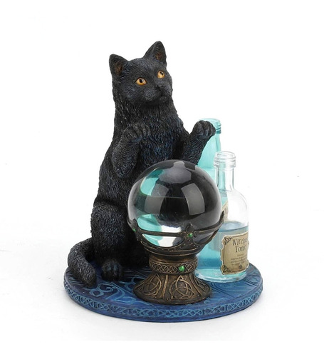 Figura Lisa Parker Gato Con Esfera Adivinación Cristal Wicca