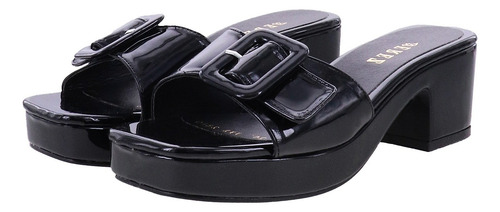 Sandalias De Tacón Ancho Modernas Ajuste Con Hebilla Elo