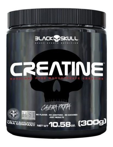 Creatina 300g Black Skull  Potencialize Sua Força Muscular Se sabor