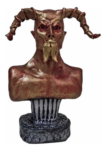 Figura Diablo Dios Lucifer Busto Dorado 14 Cm En Resina 