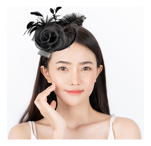 Flor Pluma Malla Fascinator Sombrero Pinza Para El Cabello