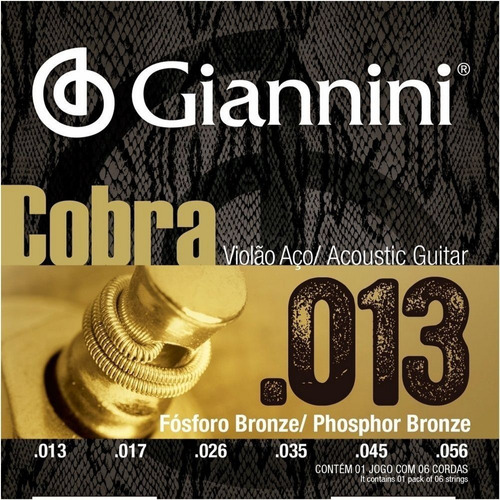 Encordoamento Violão Giannini Fosforo Bronze 013