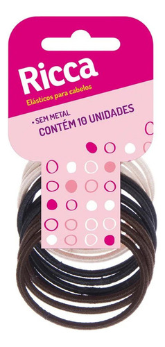 Elástico Para Cabelo Ricca 3mm Com 10 Unidades Sem Metal 892