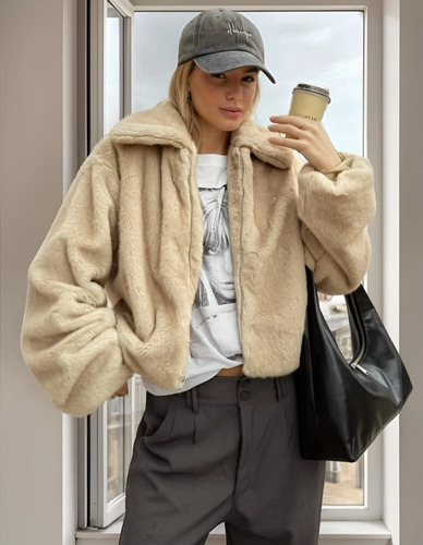 Campera/saco/chaqueta/tapado De Piel Sintética Para Mujer