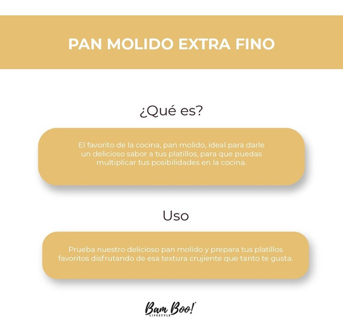Imagen 2 de 5 de Pan Molido Extra Fino 1 Kg. Bam Boo! Lifestyle