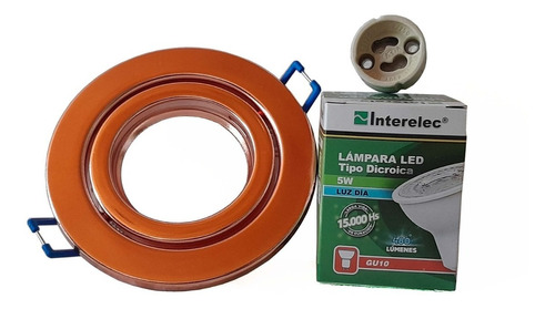 Spot Embutir De Chapa Cobre Con Dicroica 5w Luz Fría X25