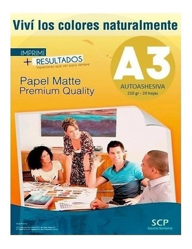 Resma Autoadhesiva Mate A3 210gr X20 Hojas Scp