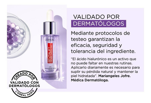 Sérum L'oréal Paris Revitalift Ácido Hialurónico X 30ml Momento de aplicación Día/Noche Tipo de piel Todos